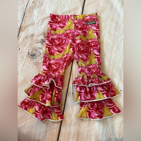 Toddler Girl Matilda Jane Size 2 Baroque Rose Bennys-Red Roses- Leggings Ruffles - Picture 1 of 3